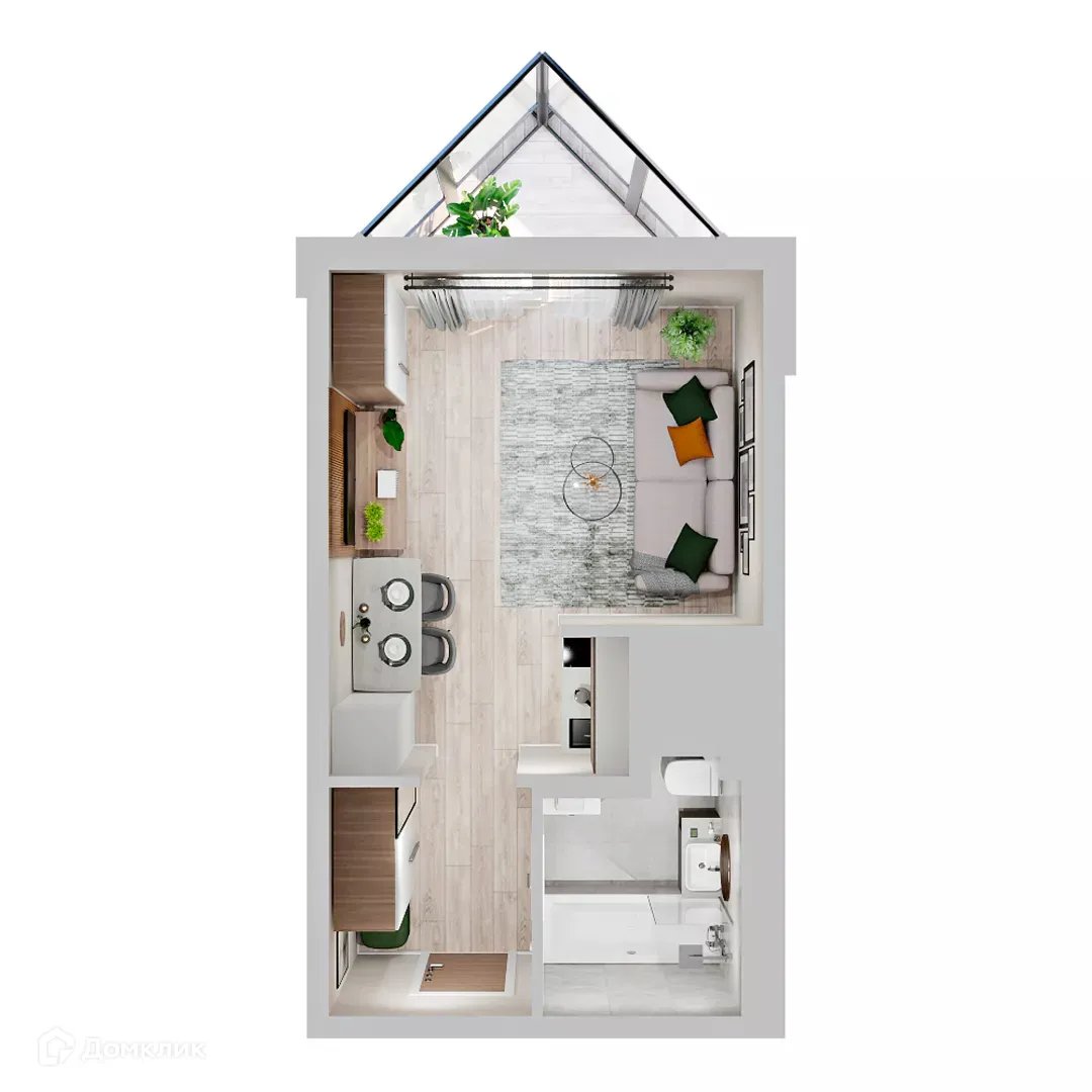 Планировка студии квартиры 24.1 м² в ЖК МУРИНО КЛАБ, г. Мурино — фото 2