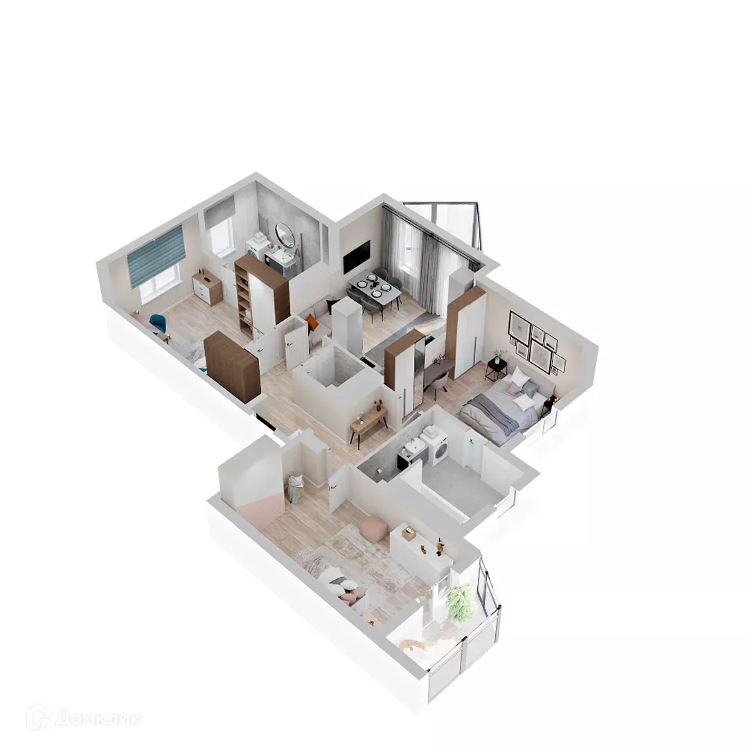 Планировка 3-комнатной квартиры 84 м² в ЖК МУРИНО КЛАБ, г. Мурино — фото 3