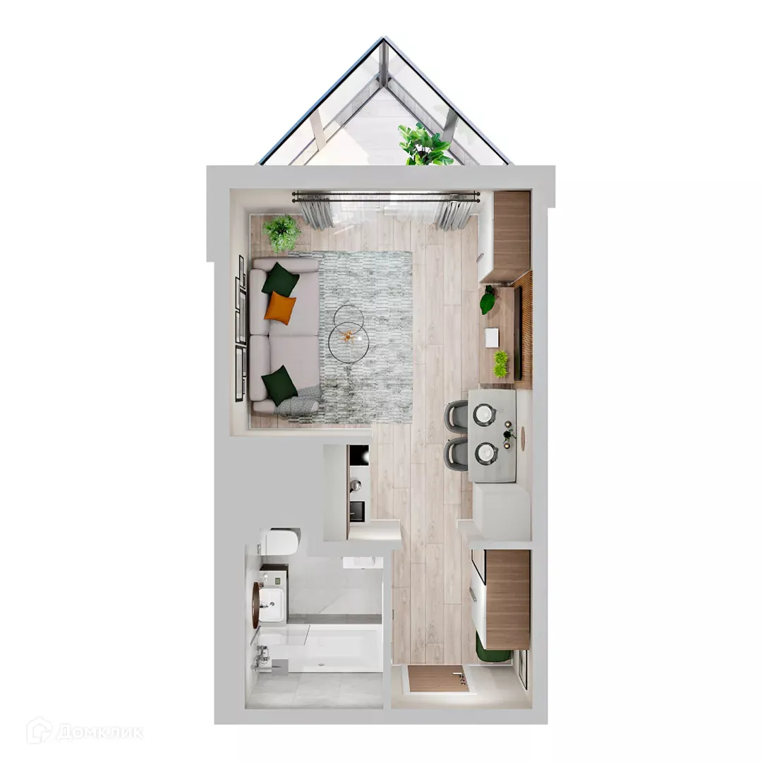 Планировка студии квартиры 23.2 м² в ЖК МУРИНО КЛАБ, г. Мурино — фото 3