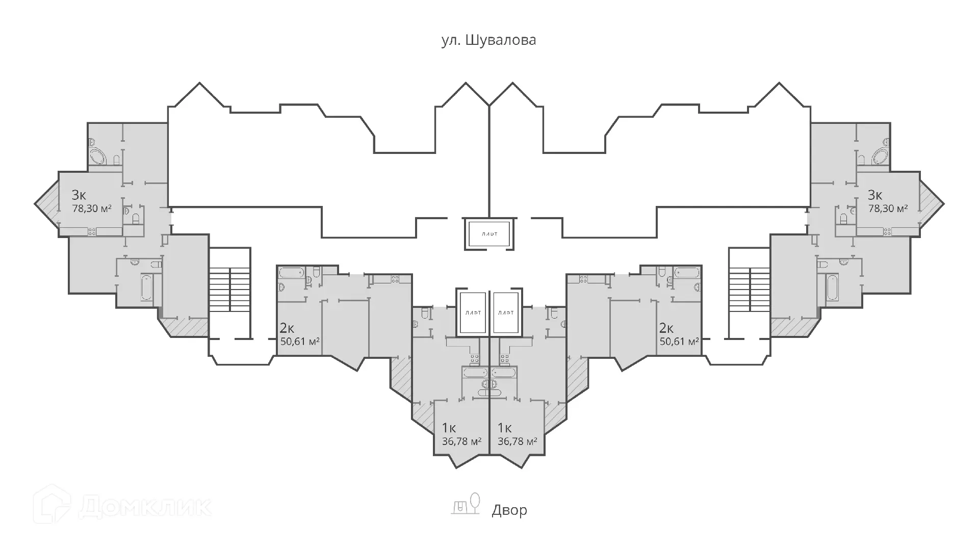 Планировка 2-комнатной квартиры 50.9 м² в ЖК МУРИНО КЛАБ, г. Мурино — фото 4