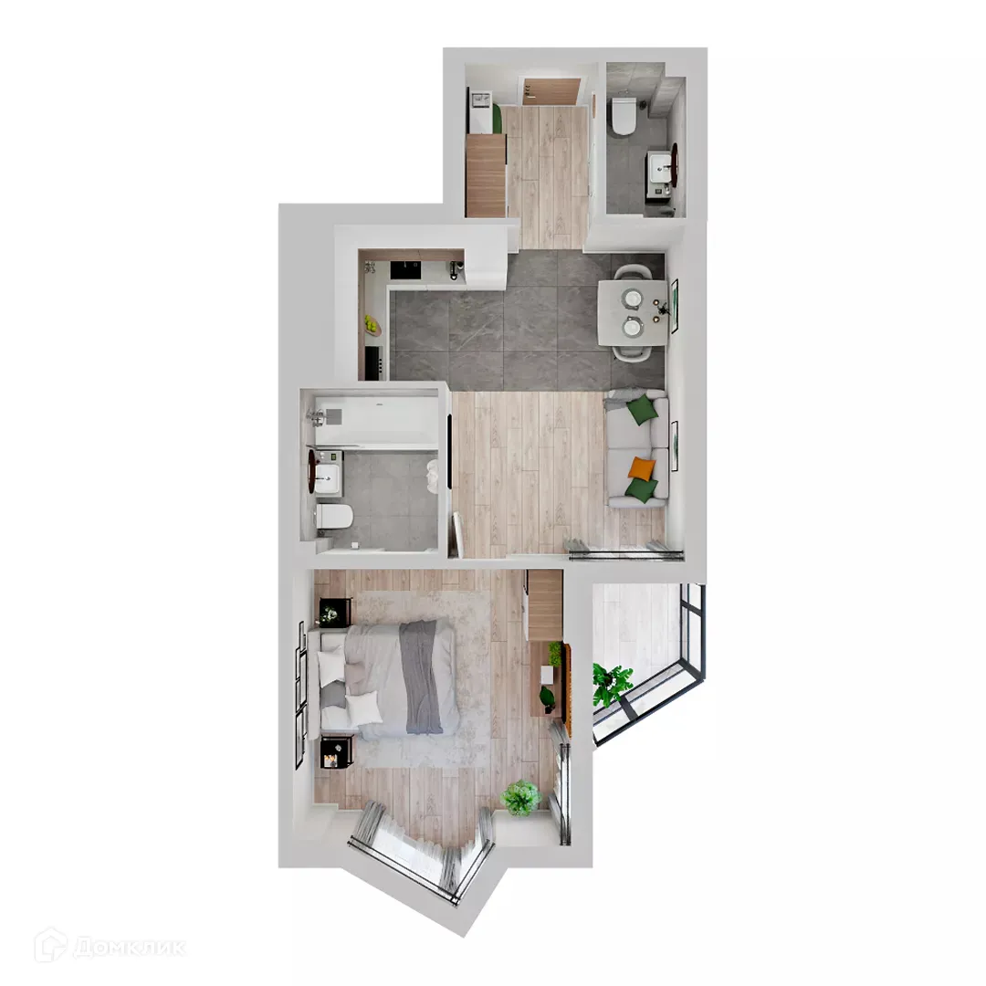 Планировка 1-комнатной квартиры 36.9 м² в ЖК МУРИНО КЛАБ, г. Мурино — фото 3