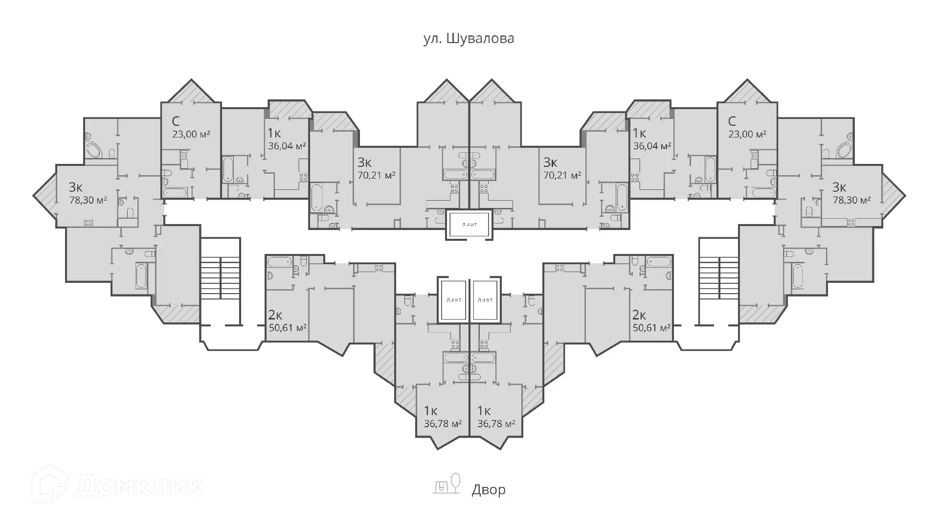 Планировка 3-комнатной квартиры 84.2 м² в ЖК МУРИНО КЛАБ, г. Мурино — фото 4