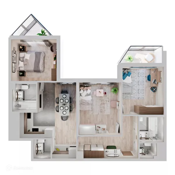 Планировка 3 комн. в ЖК МУРИНО КЛАБ