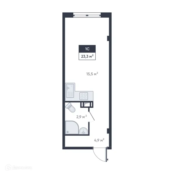 Планировка Студия в ЖК Ромашки
