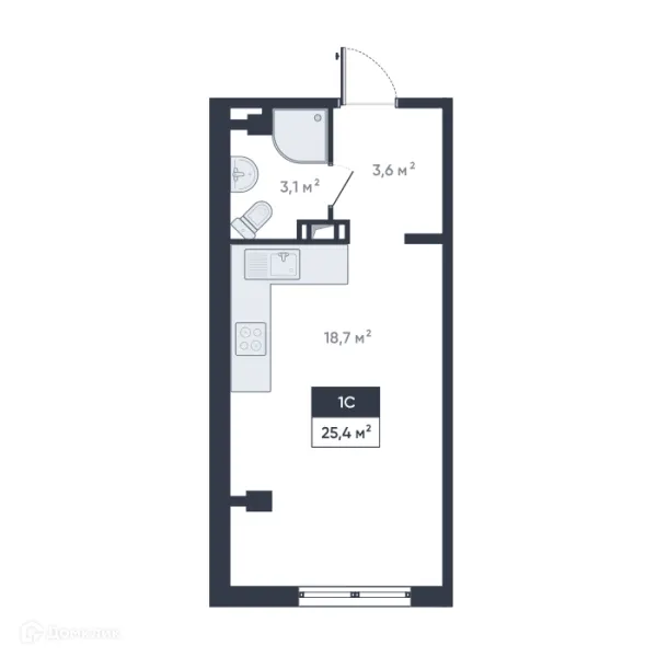 Планировка Студия в ЖК Ромашки