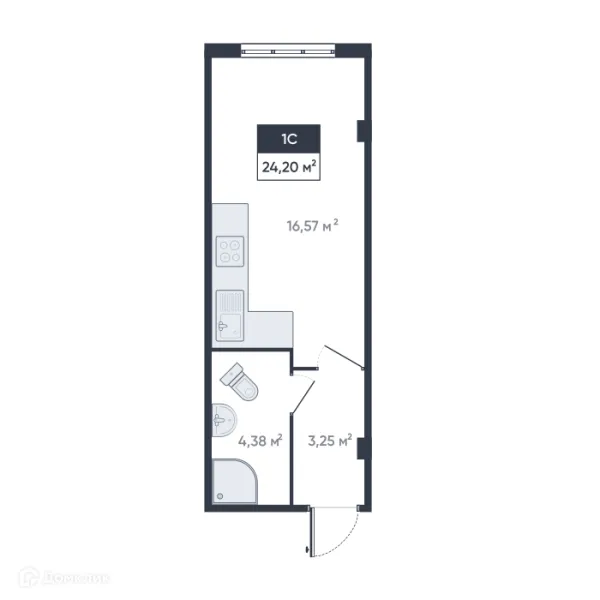 Планировка Студия в ЖК Ромашки