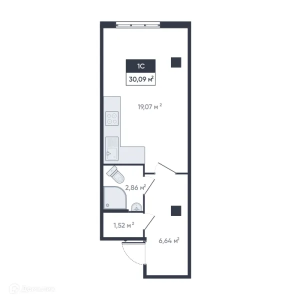 Планировка Студия в ЖК Ромашки