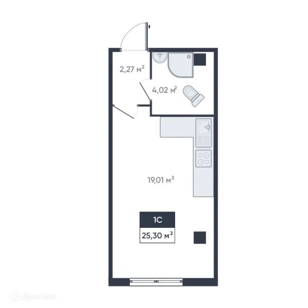 Планировка Студия в ЖК Ромашки