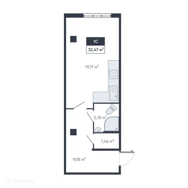 Планировка Студия в ЖК Ромашки