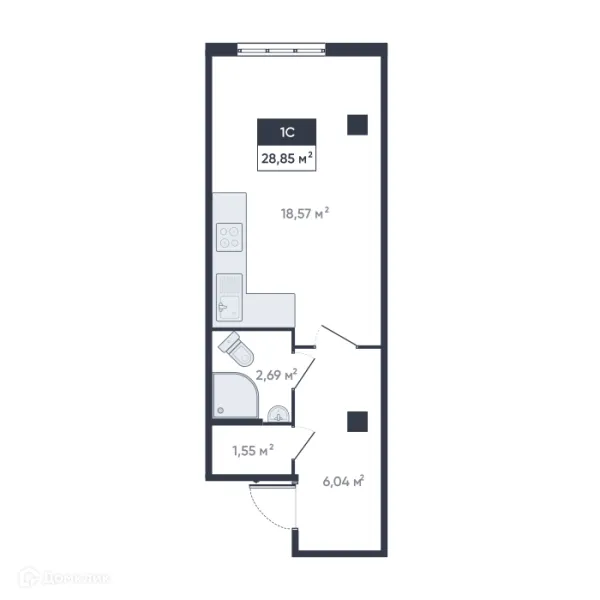 Планировка Студия в ЖК Ромашки