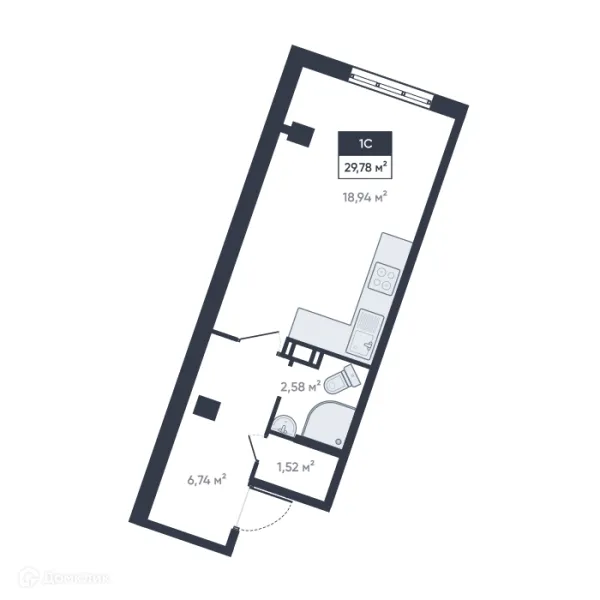 Планировка Студия в ЖК Ромашки