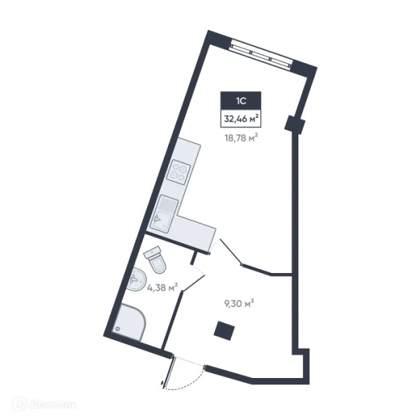 Планировка Студия в ЖК Ромашки