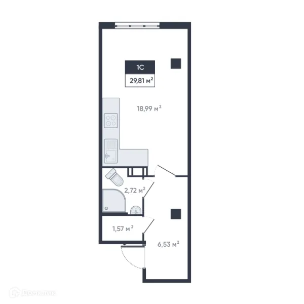 Планировка Студия в ЖК Ромашки