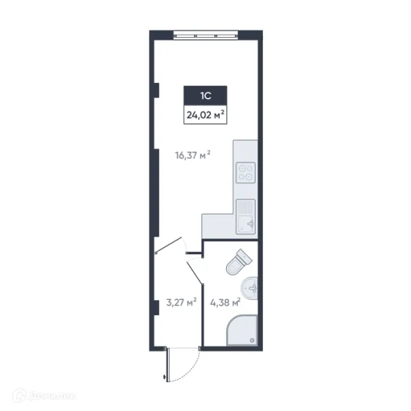 Планировка Студия в ЖК Ромашки