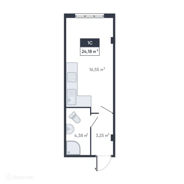 Планировка Студия в ЖК Ромашки
