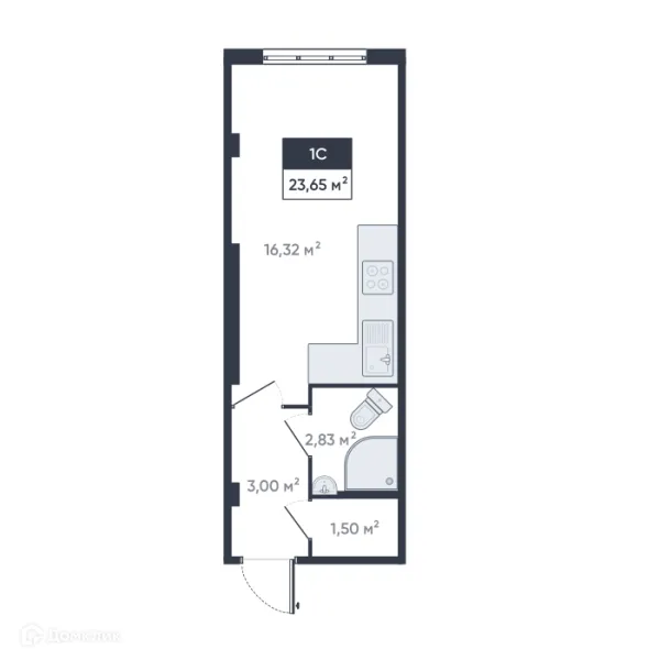 Планировка Студия в ЖК Ромашки