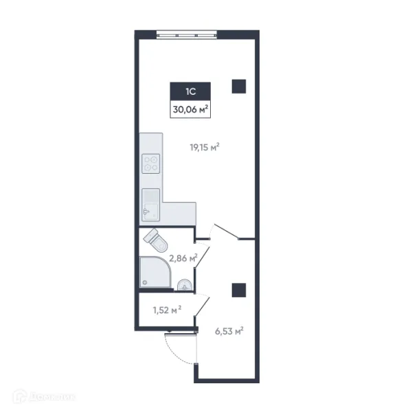 Планировка Студия в ЖК Ромашки