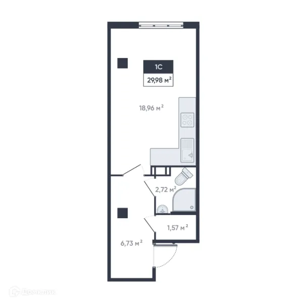 Планировка Студия в ЖК Ромашки
