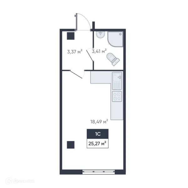 Планировка Студия в ЖК Ромашки