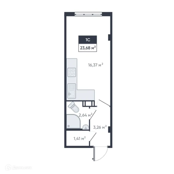 Планировка Студия в ЖК Ромашки