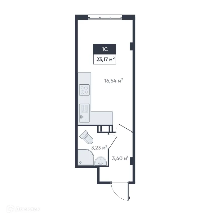 Планировка студии квартиры 23.17 м² в ЖК Ромашки, г. Мурино — фото 1