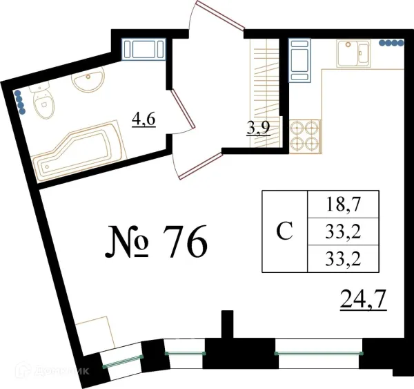 Планировка Студия в ЖК Орловский бульвар