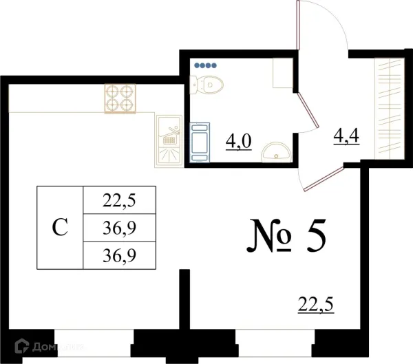 Планировка Студия в ЖК Орловский бульвар