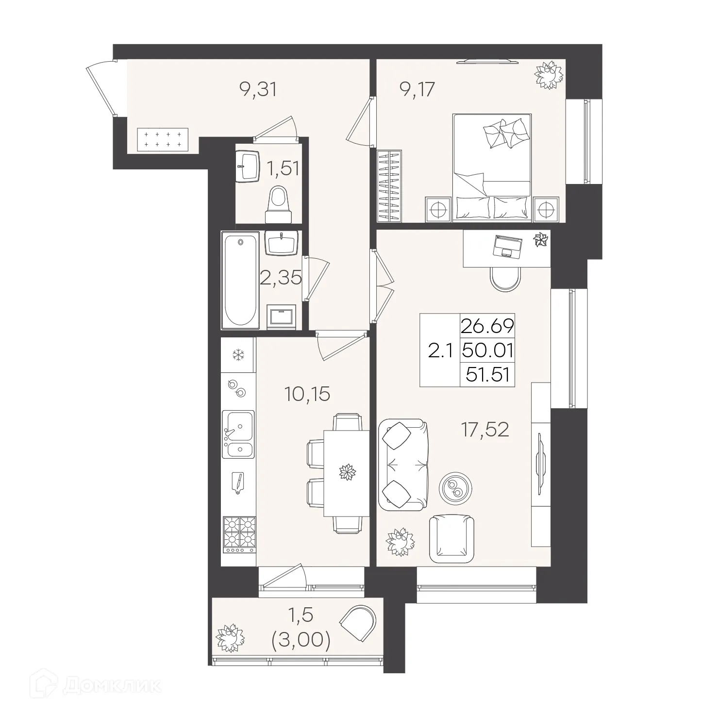 Фото квартиры в ЖК DOLCE VITA (ДОЛЬЧЕ ВИТА)