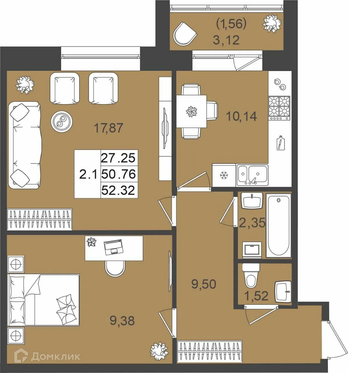 Фото квартиры в ЖК DOLCE VITA (ДОЛЬЧЕ ВИТА)