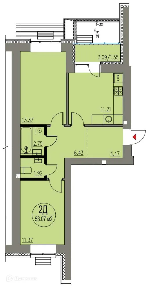 Фото квартиры в ЖК Изумрудный