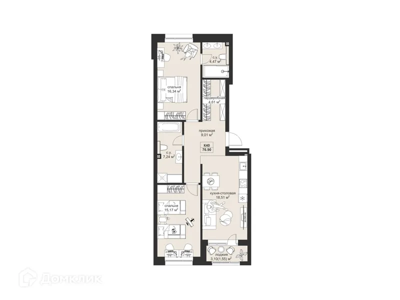 Фото квартиры в ЖК Резиденция МОН на Чернышевского