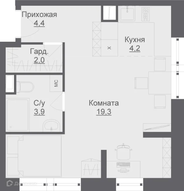 Планировка 1 комн. в ЖК Liberty (Либерти)
