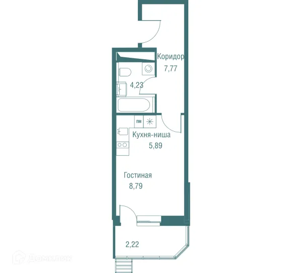 Планировка Студия в ЖК "Одинбург"