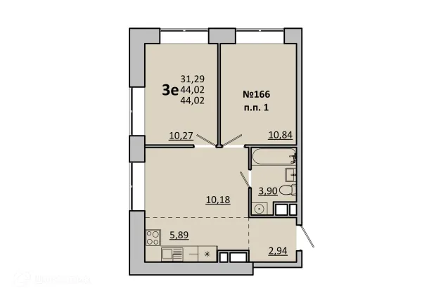 Планировка 3 комн. в ЖК Каштановая Роща