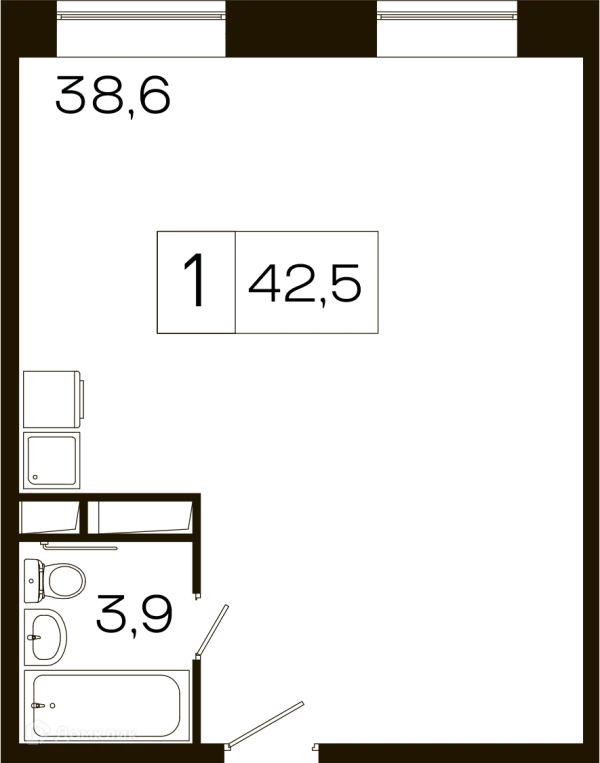 Планировка 1 комн. в ЖК "Сердце Одинцово"