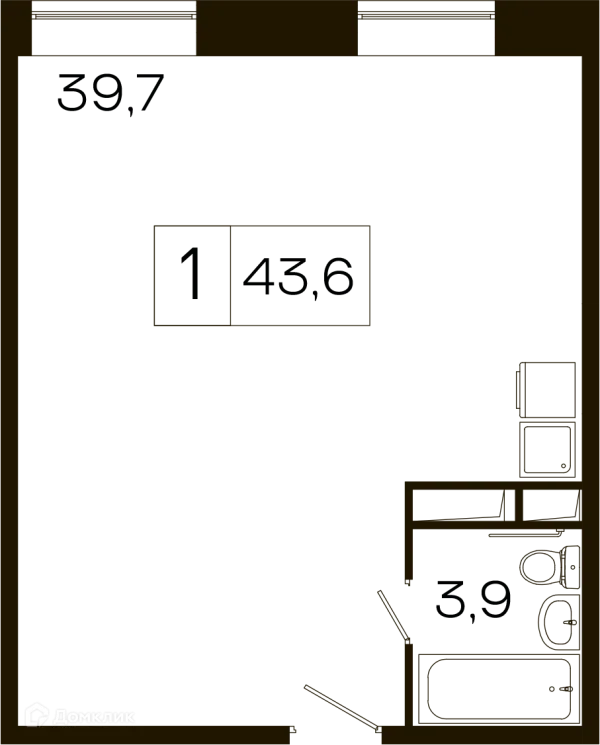 Планировка 1 комн. в ЖК "Сердце Одинцово"