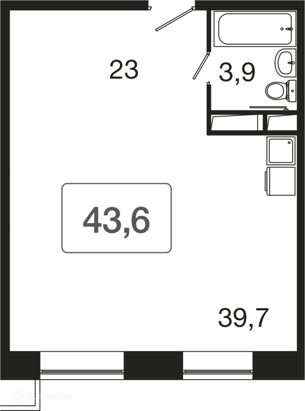 Планировка 1 комн. в ЖК "Сердце Одинцово"