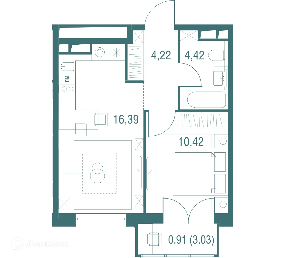 Фото квартиры в ЖК "Одинбург"