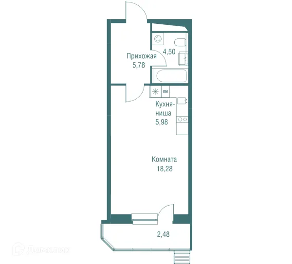 Планировка Студия в ЖК "Одинбург"