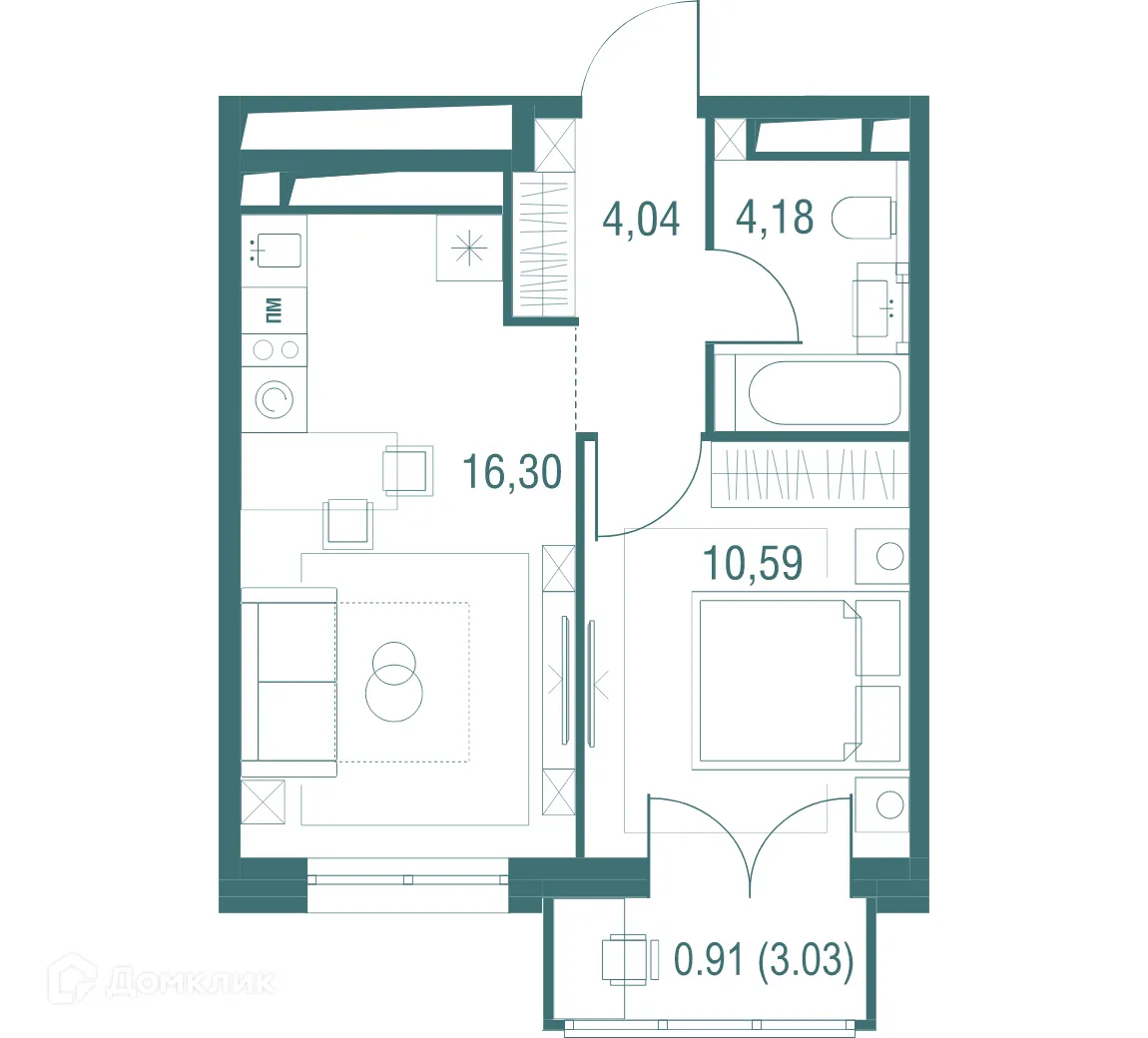 Фото квартиры в ЖК "Одинбург"