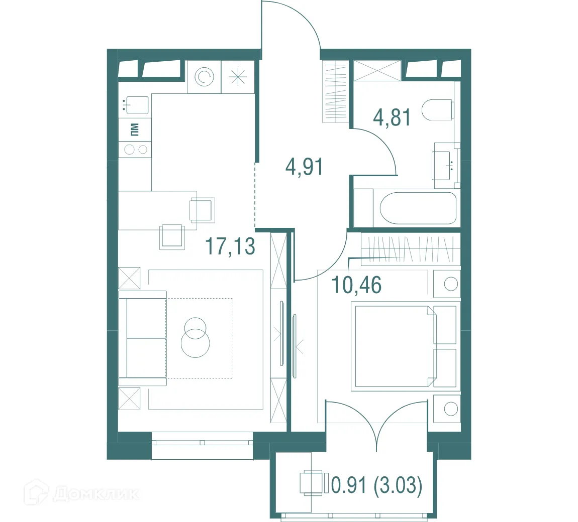 Фото квартиры в ЖК "Одинбург"