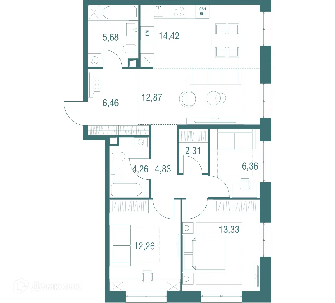 Фото квартиры в ЖК "Одинбург"