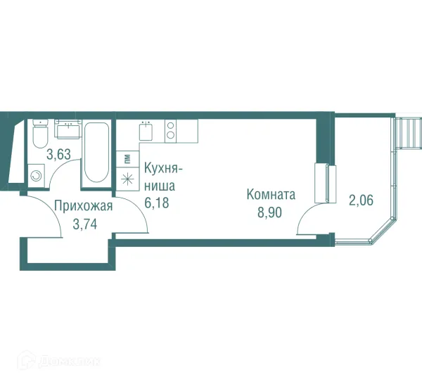 Планировка Студия в ЖК "Одинбург"
