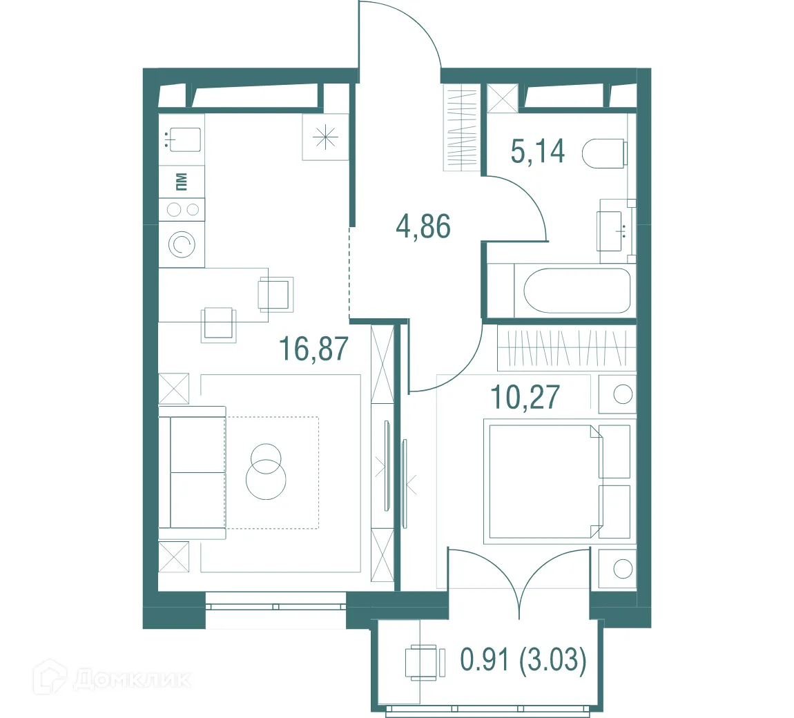 Фото квартиры в ЖК "Одинбург"