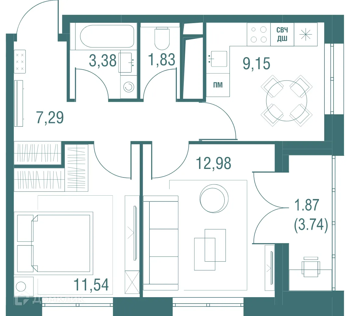 Фото квартиры в ЖК "Одинбург"