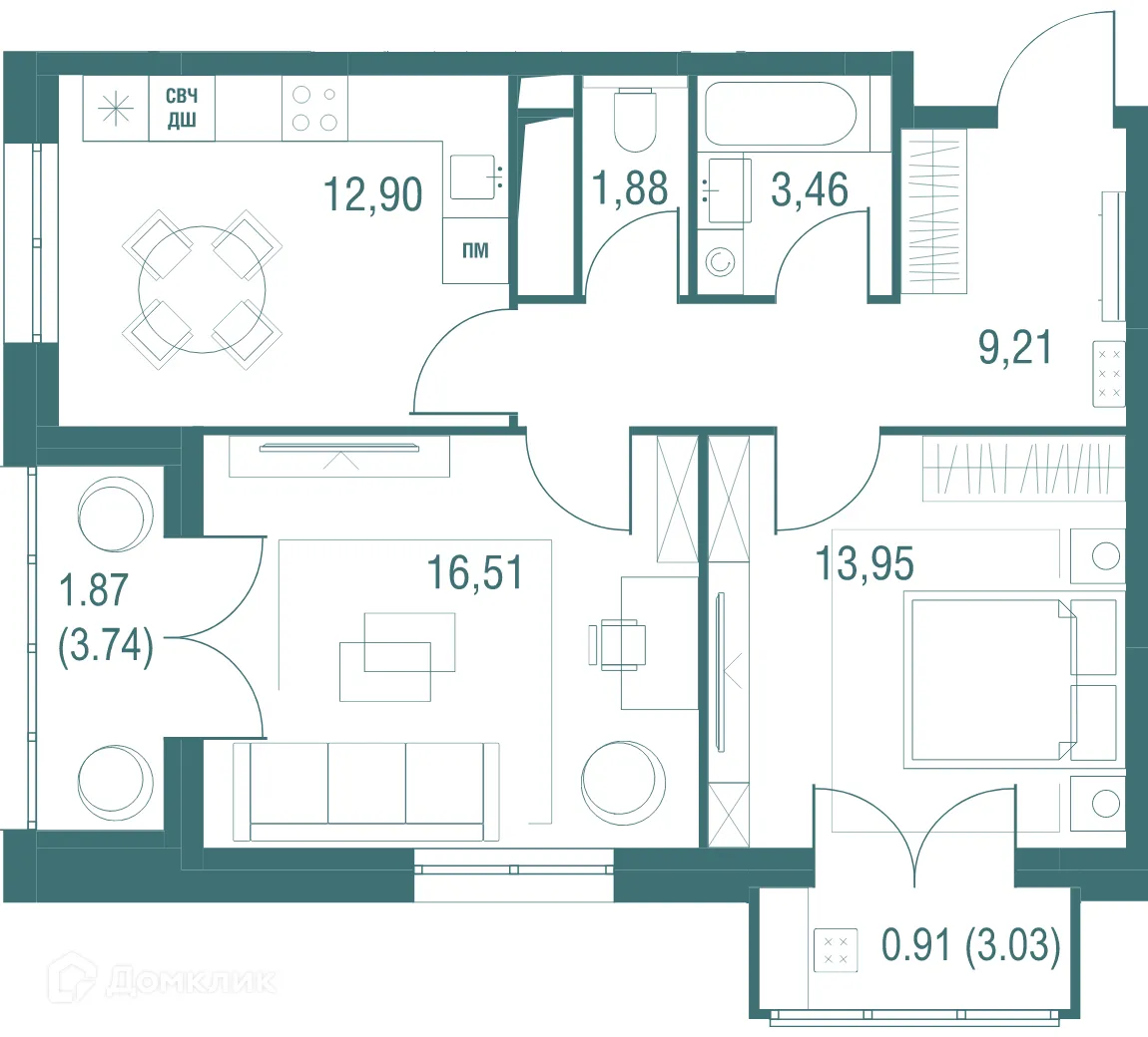 Фото квартиры в ЖК "Одинбург"