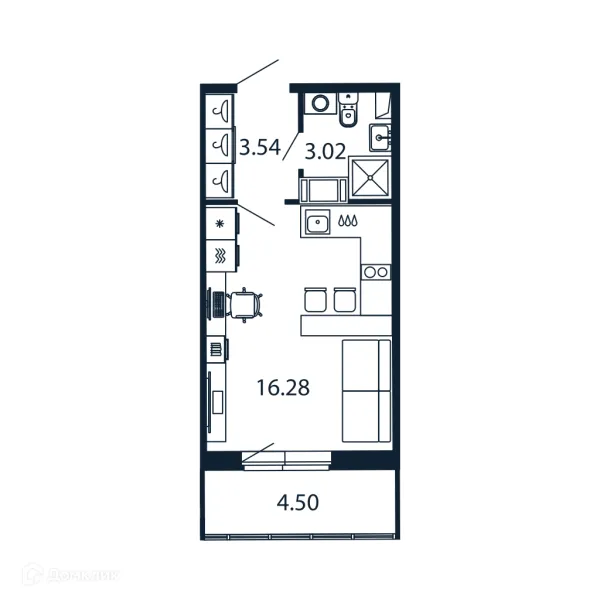 Планировка Студия в ЖК "Полис ЛАВрики"
