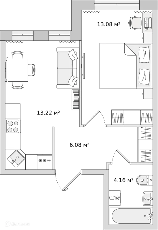 Планировка 1 комн. в ЖК "Мурино Space (Мурино Спэйс)"