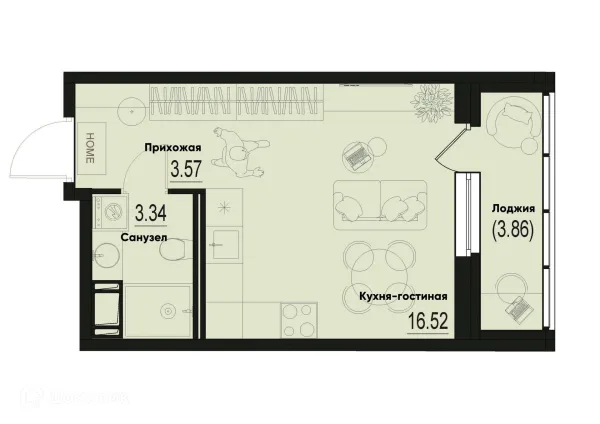Планировка Студия в ЖК ID Murino III (Ай ди Мурино III)