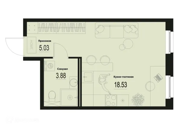 Планировка Студия в ЖК ID Murino III (Ай ди Мурино III)